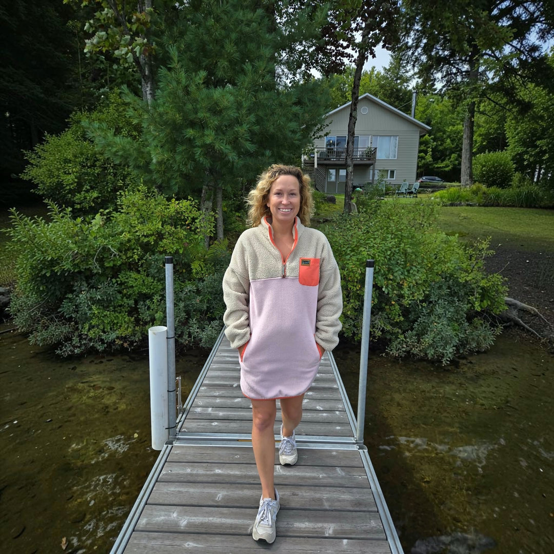 Robe polar Sherpa sable et rose