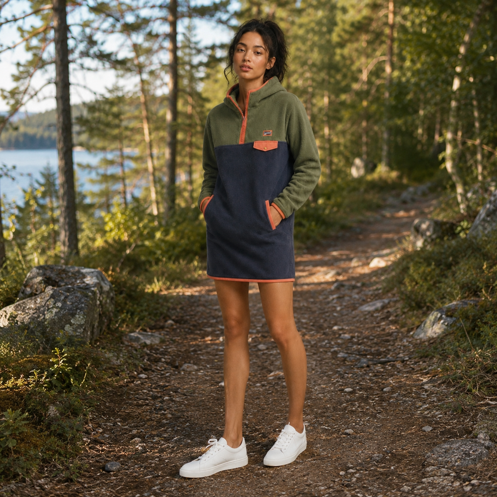 PRÉCOMMANDE LIVRAISON VERS LE 15 AOÛT : Robe polar Capuchon couleur retro