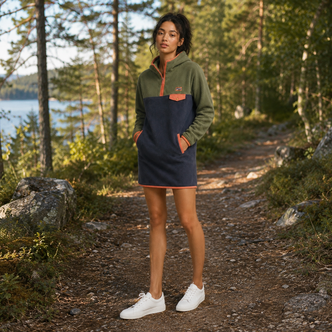 PRÉCOMMANDE LIVRAISON VERS LE 15 AOÛT : Robe polar Capuchon couleur retro