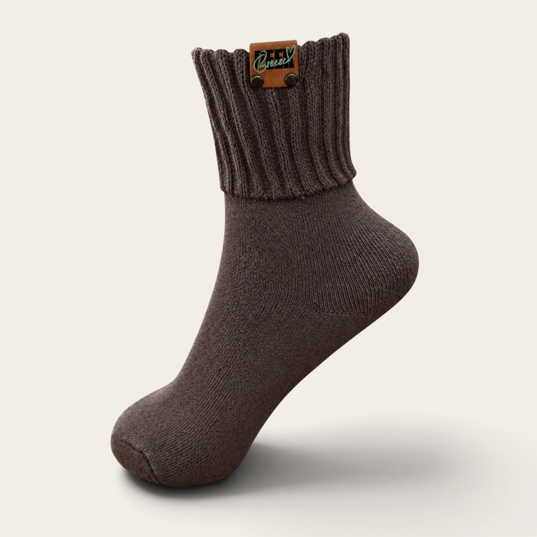 Bas cocooning brun chocolat pour femme en maille douce et côtelée – Peek Breeze