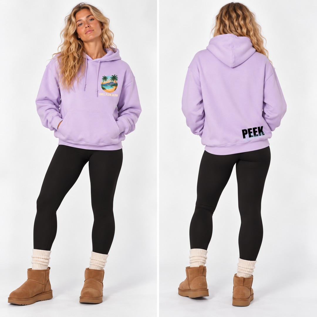 Hoodie Aloha lilas Peek Breeze pour femme vue de face et de dos