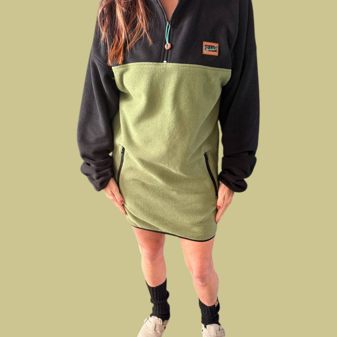 Robe polar kaki-noir