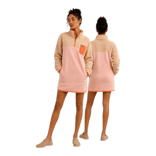 PRÉCOMMANDE LIVRAISON VERS LE 15 AOÛT : Robe polar Sherpa sable et rose