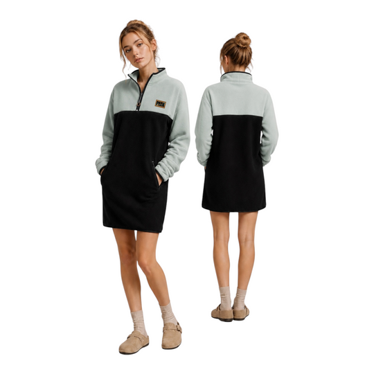 PRÉCOMMANDE LIVRAISON VERS LE 15 AOÛT : Robe polar Menthe et noir
