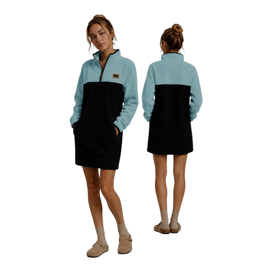 Robe polar Bleu menthe et noir