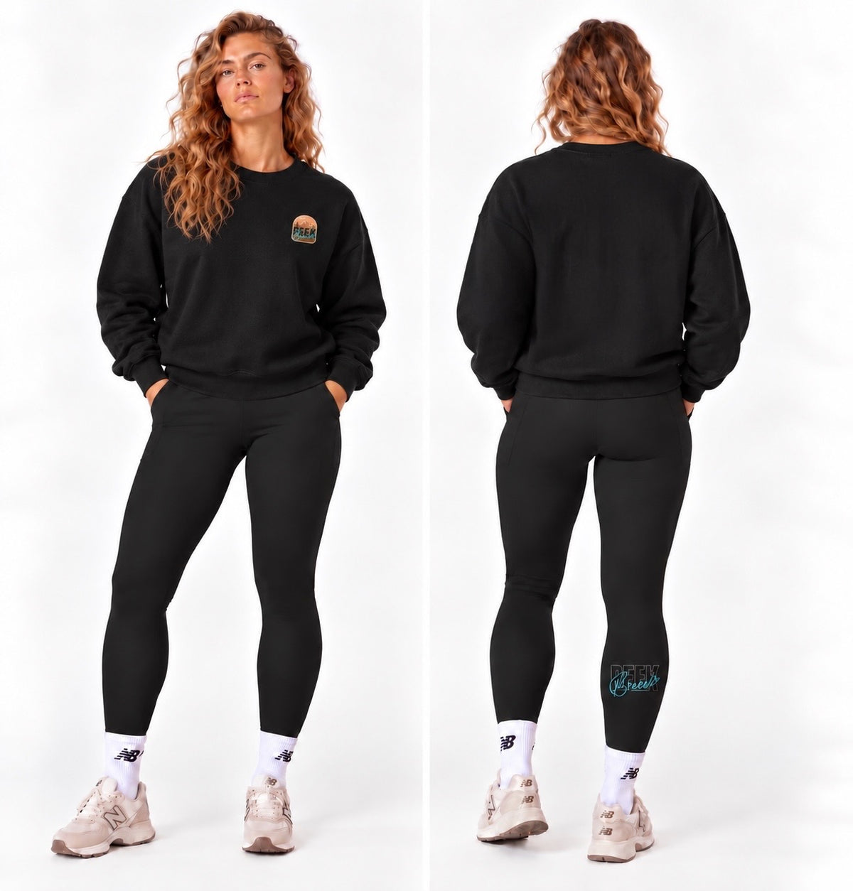 Crewneck ROAM noir Peek Breeze pour femme, vue de devant et de dos