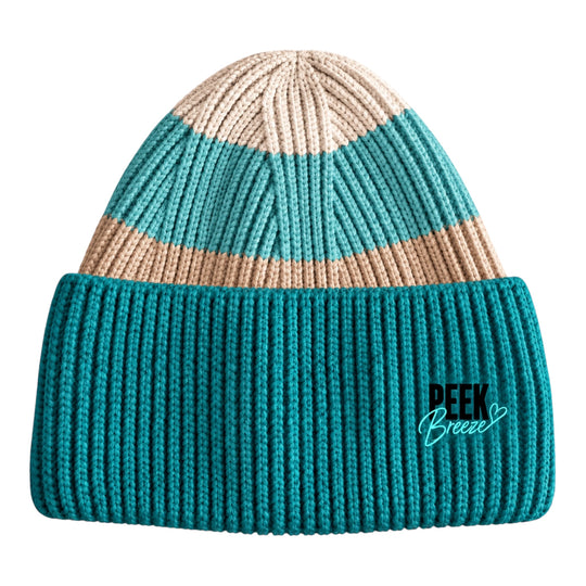 Tuque femme Oasis Peek Breeze en tricot côtelé turquoise et vert