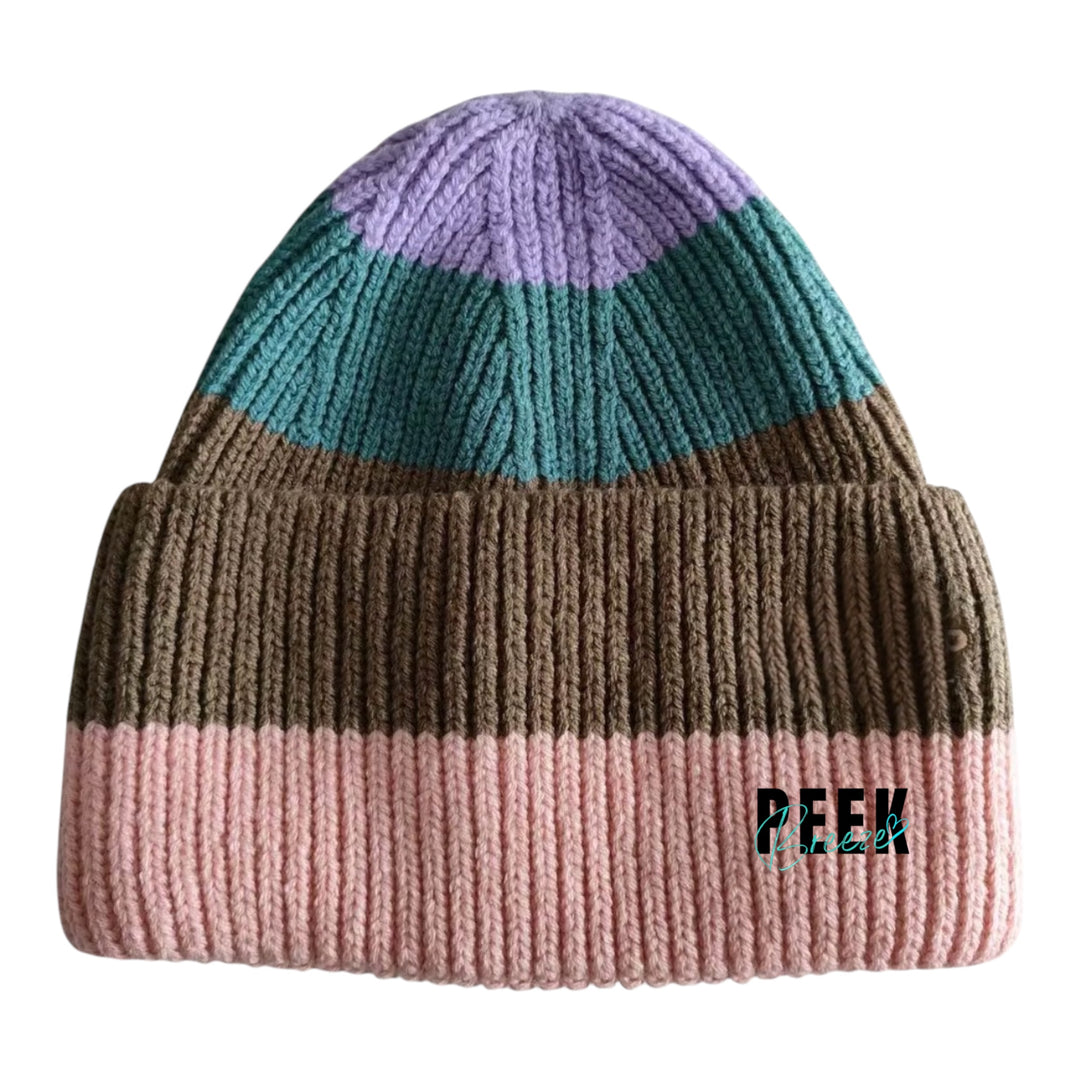 Tuque femme Sedona Peek Breeze en tricot côtelé rose, brun, turquoise et lilas