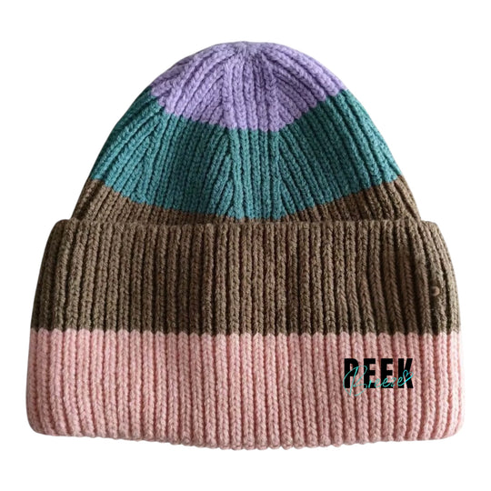 Tuque femme Sedona Peek Breeze en tricot côtelé rose, brun, turquoise et lilas